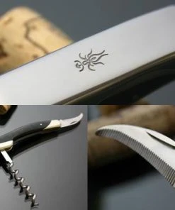 Kanetsune Sommelier Knife Cork Screw Black AUS-8 Stainless Steel Black, Lin