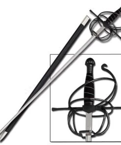Knife Depot Rapier Spiral Swept Hilt Renaissance Sword Black