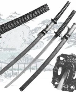 Knife Depot 37" Samurai Warrior Katana Sword W/ Silver And Black Scabbard