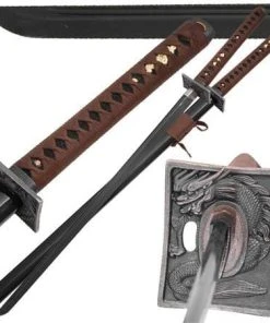 Knife Depot Japanese Black Knight Dragon Warrior 1045 Carbon Steel Katana