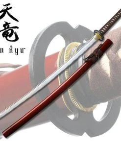 Knife Depot Red Hand Forged Carbon Steel Katana W/ Real Ray Skin