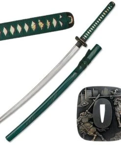 Knife Depot Hand Sharpened Carbon Steel Katana With Green Scabbard