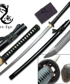 Knife Depot Ten Ryu - Sharp Damascus Steel Katana Sword - Green Handle