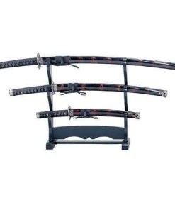 Knife Depot 3 Pcs Sword Set W/burgundy Splashon On The Scabard