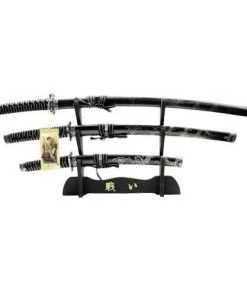 Knife Depot Traditional Katana Set Special Engraved Black