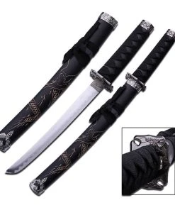 Master Cutlery 21" Carved Dragon Tanto Blade Sword-Scabbard