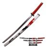 Master Cutlery Samurai Katana Sword Set Of 3 Red Wrap Handles Wht Scabbard