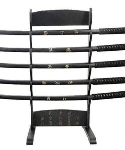 Knife Depot 5 Pcs Wood Practice Sword Set Black W/stand