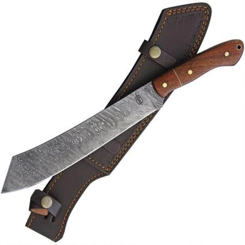 Buck N Bear BucknBear Utility Machete, 9" Damascus Blade, Walnut Handle 2 Buck N Bear BucknBear Utility Machete, 9" Damascus Blade, Walnut Handle - Image 2