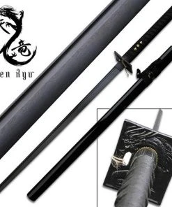Knife Depot Ten Ryu - Black Knight Cord Damascus Ninja Katana Sword